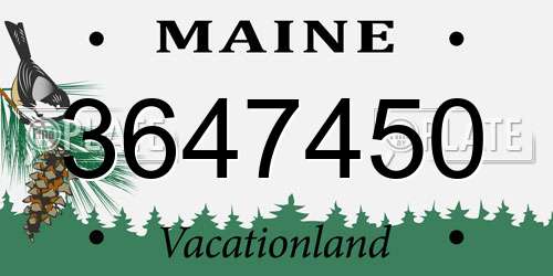 3647450 Maine License Plate
