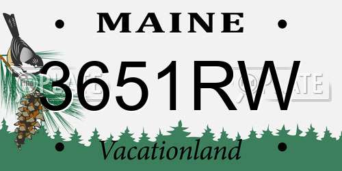 3651RW Maine License Plate