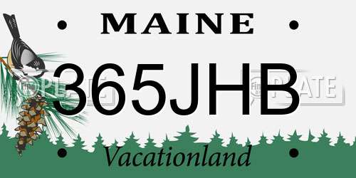 365JHB Maine License Plate