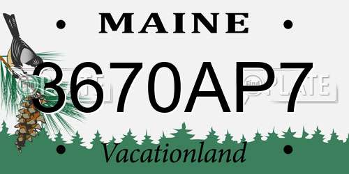 3670AP7 Maine License Plate