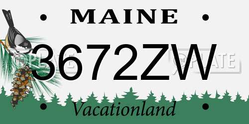 3672ZW Maine License Plate