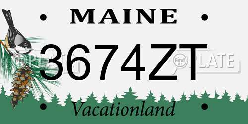 3674ZT Maine License Plate