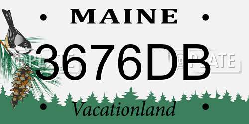 3676DB Maine License Plate