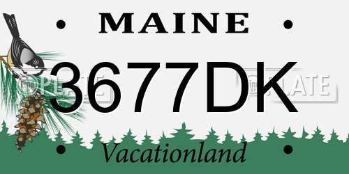 3677DK Maine License Plate