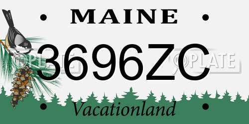 3696ZC Maine License Plate