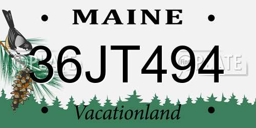 36JT494 Maine License Plate