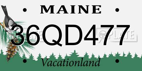36QD477 Maine License Plate