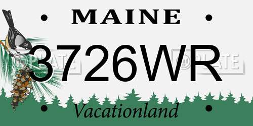 3726WR Maine License Plate