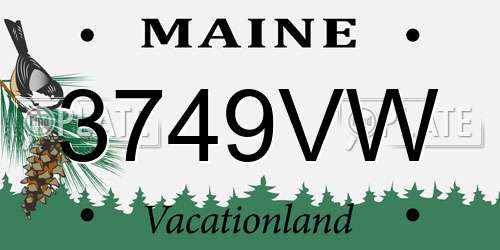 3749VW Maine License Plate