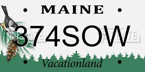 374SOW Maine License Plate