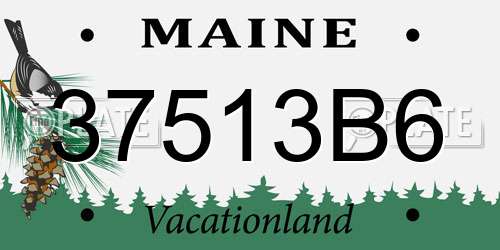 37513B6 Maine License Plate