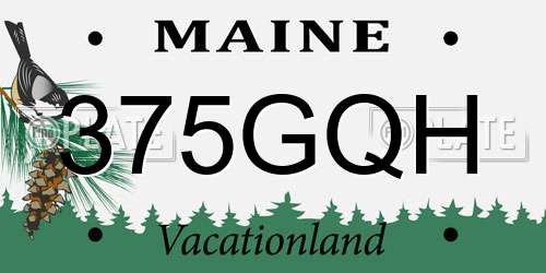 375GQH Maine License Plate