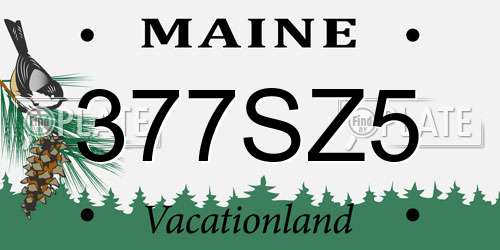 377SZ5 Maine License Plate