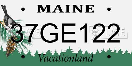 37GE122 Maine License Plate