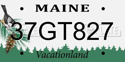 37GT827 Maine License Plate