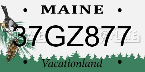 37GZ877 Maine License Plate