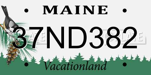 37ND382 Maine License Plate