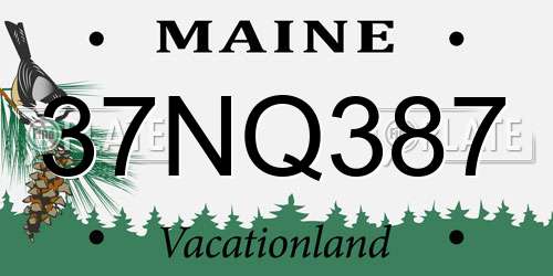 37NQ387 Maine License Plate