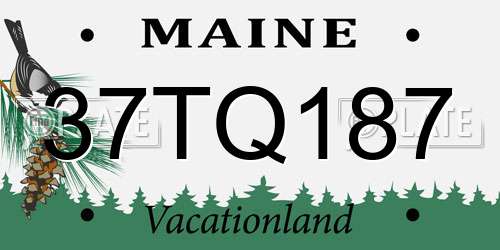 37TQ187 Maine License Plate