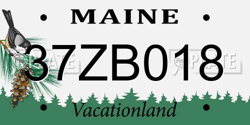 37ZB018 Maine License Plate