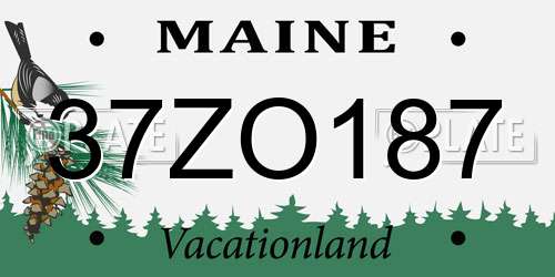 37ZO187 Maine License Plate