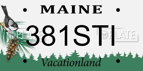 381STI Maine License Plate