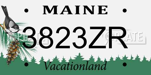 3823ZR Maine License Plate