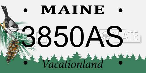 3850AS Maine License Plate