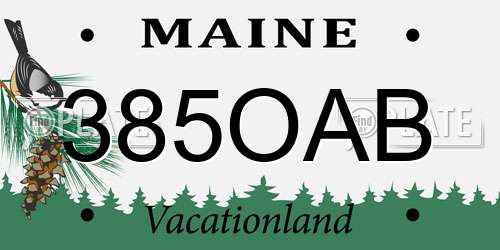 385OAB Maine License Plate