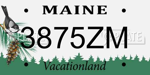 3875ZM Maine License Plate