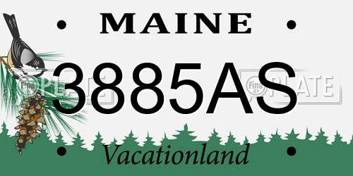 3885AS Maine License Plate