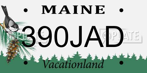 390JAD Maine License Plate