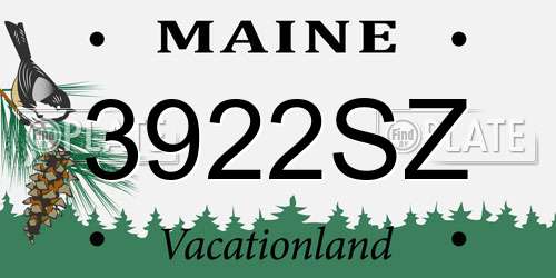 3922SZ Maine License Plate