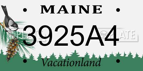 3925A4 Maine License Plate