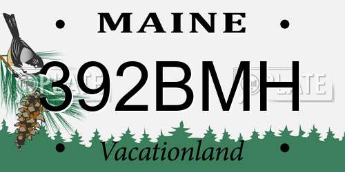 392BMH Maine License Plate