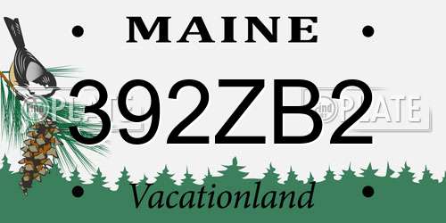 392ZB2 Maine License Plate