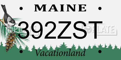 392ZST Maine License Plate