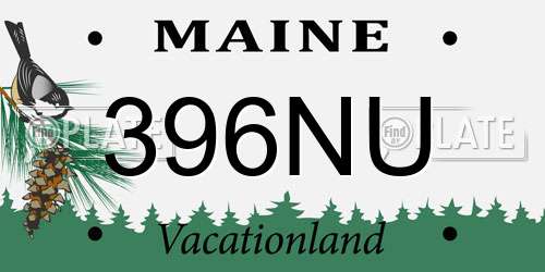 396NU Maine License Plate