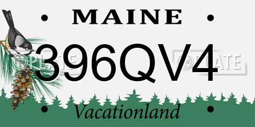 396QV4 Maine License Plate