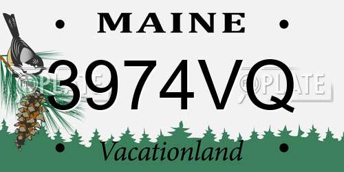 3974VQ Maine License Plate