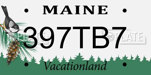 397TB7 Maine License Plate