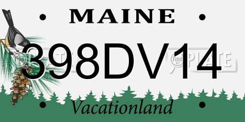 398DV14 Maine License Plate
