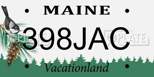 398JAC Maine License Plate