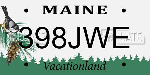 398JWE Maine License Plate