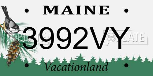 3992VY Maine License Plate
