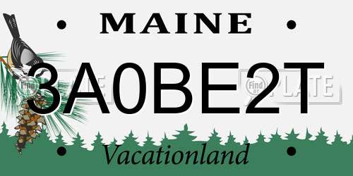 3A0BE2T Maine License Plate
