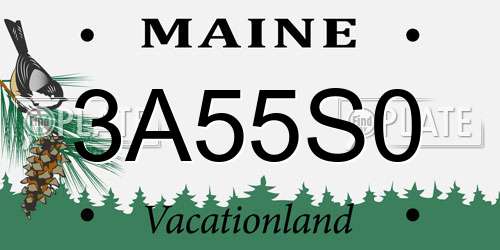 3A55S0 Maine License Plate
