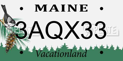 3AQX33 Maine License Plate