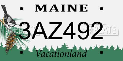 3AZ492 Maine License Plate