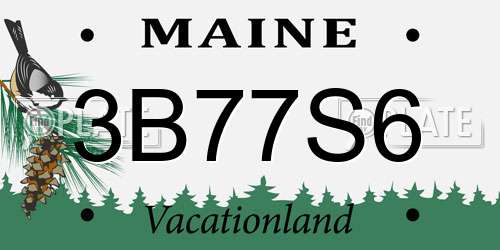 3B77S6 Maine License Plate